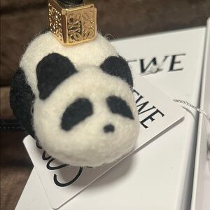 Loewe Black and White Panda Charm in felt and calfskin